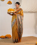 Golden Yellow Hand Painted Madhubani Tussar Ghicha Silk Saree – Bhagalpuri